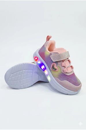 Pudra Pembe Yarı Ortopedik Işıklı  Kız Çocuk Spor Ayakkabı