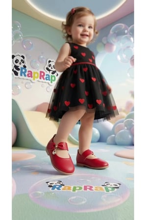 Taşlı Model Bebe Çocuk Babet Ayakkabı Kırmızı