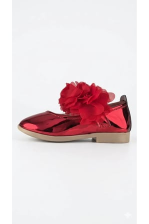 Tül Çiçek Bebe Çocuk Babet Ayakkabı Kırmızı