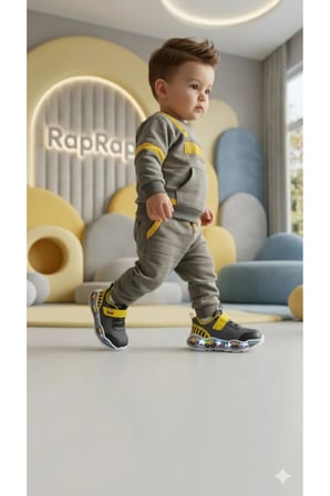 Kamyon Desenli Yarı Ortopedik Bebe Çocuk Ayakkabı Sarı