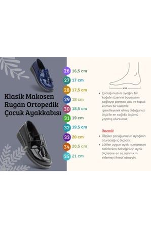 Rugan Ortopedik Çocuk Klasik Makosen Ayakkabı Siyah