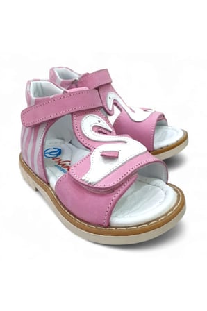 Pembe Tam Ortopedik Deri Bebek Sandalet
