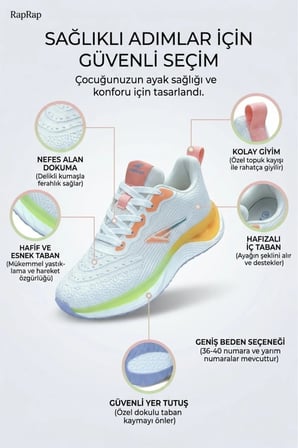 Beyaz Turuncu Taban Spor Genç Kız Ayakkabı