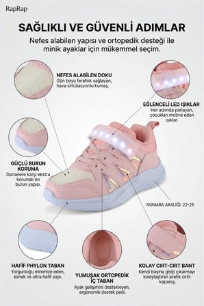 Ortopedik Taban Nefes Alabilen Bebe Spor Ayakkabı Pembe