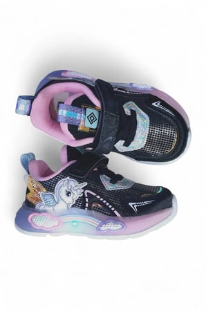 Unicorn Desenli Işıklı Bebe Çocuk Spor Ayakkabı Siyah