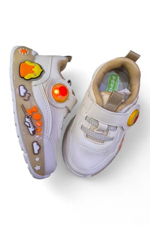 Ortopedik Taban Unisex Ördek Desenli Bebek Spor Ayakkabı Beyaz