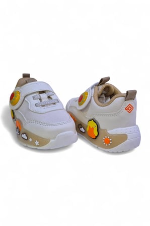 Ortopedik Taban Unisex Ördek Desenli Bebek Spor Ayakkabı Beyaz