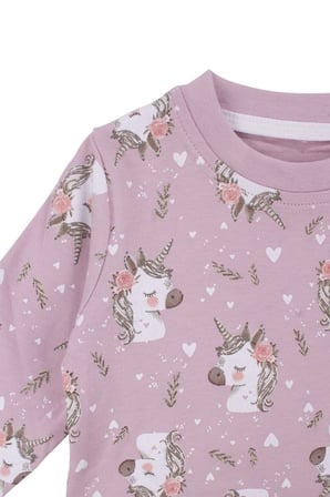 Kız Bebek Mor Unicorn Baskılı Pijama Takımı