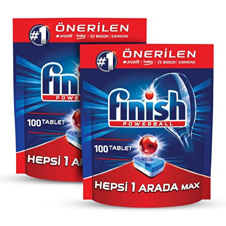 Finish Powerball Max 200 Yıkama Tablet Bulaşık Makinesi Deterjanı 2x100 Adet 