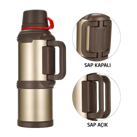 Kampcı Paslanmaz Çelik Termos 4 Litre 48 Saat Sıcak-Soğuk Gold 9009