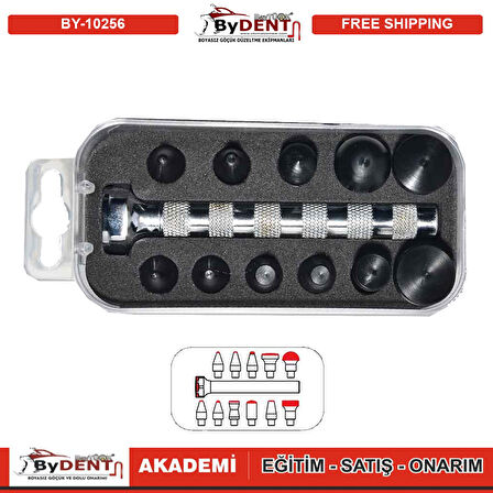 Pdr Boyasız Göçük Düzeltme Set Kutu Plastik Uç ve Alüminyum Kaporta Düzeltme Kalemi 12 Parça