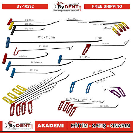 Pdr Boyasız Göçük Düzeltme 30 Parça Pro İtalyan Çubuk Seti