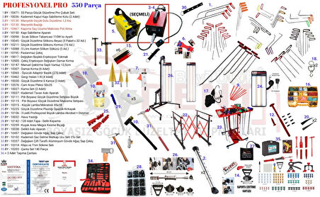 550 Parça Pdr Boyasız Göçük Onarım Seti Profesyonel Full + Full Set