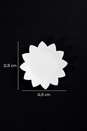 Porsima 2338 Güneş Motifli 6lı Porselen Çay Tabağı Seti Beyaz - 11,5cm