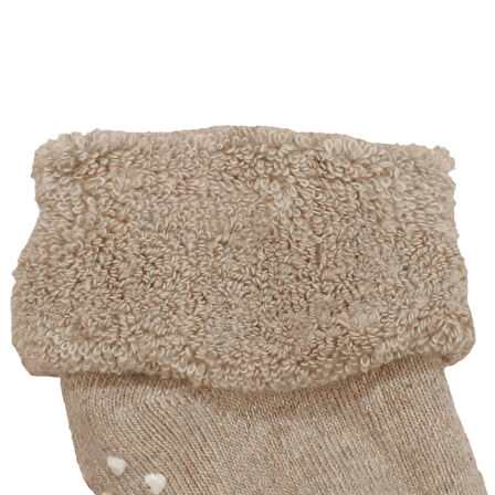 Unisex Bej Kıvrık Sweet Kaydırmaz Taban Havlu Çorap