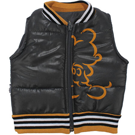 Erkek Bebek Füme Sarı Şişme Yelekli Harf Baskılı Badili 3'lü Takım