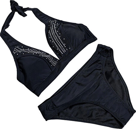 Kadın Siyah Bikini Takımı Taşlı