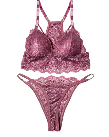 Kadın Sütyen Külot Takımı Mürdüm Bralette