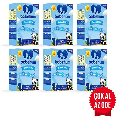 Bebehum 1 No Bebek Sütü 0-6 Ay 800 gr x 6 Adet