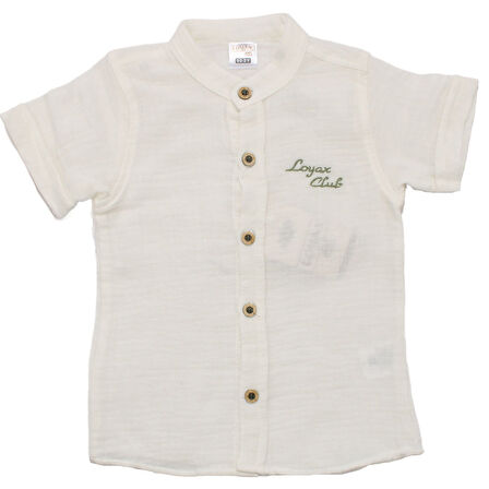 Erkek Çocuk Ekru Yeşil Müslin Gömlekli Armalı 2'li Takım