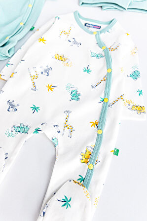 Zürafa Figürlü Uzun Kollu İkili Bebek Tulum