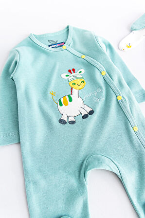 Zürafa Figürlü Uzun Kollu İkili Bebek Tulum