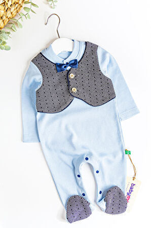 Kendinden Yelekli Papyonlu Erkek Bebek Tulum