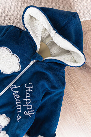 Kuzu Figürlü Welsoft Peluş Astarlı Kadife Kız/Erkek Bebek Tulum