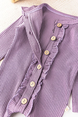 Önden Düğmeli Fırfırlı Kız Bebek Tulum