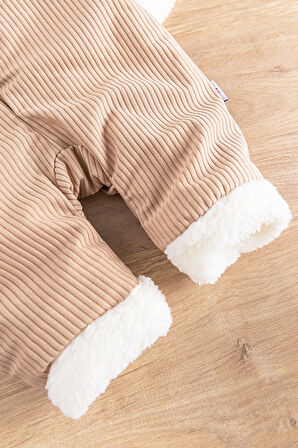 Kapüşonlu Kadife İçi Peluş Welsoft Erkek Bebek Tulum