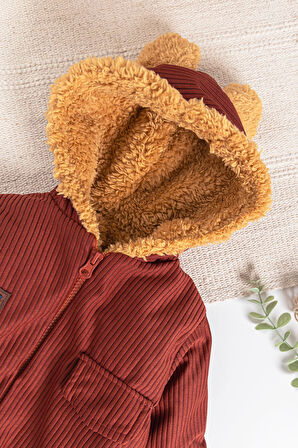 Arma Detaylı Kadife İçi Peluş Erkek Bebek Tulum