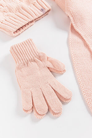 Ponponlu 9-15 Yaş Kız Çocuk Atkı Bere Eldiven Takımı