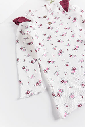 Çiçek Desenli Fırfırlı Kız Çocuk Pijama Takımı