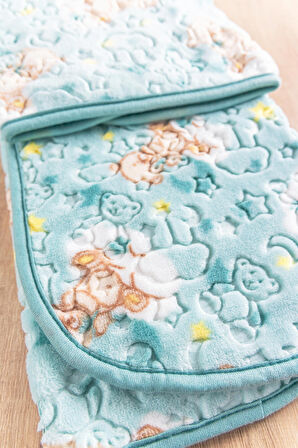 Babymod Çift Taraflı Polyester Ayıcık Figürlü 100x125 cm Bebek Battaniyesi Mavi