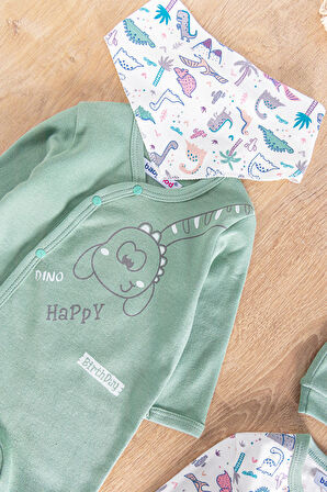 Dino Figürlü Uzun Kollu 2'li Erkek Bebek Tulum