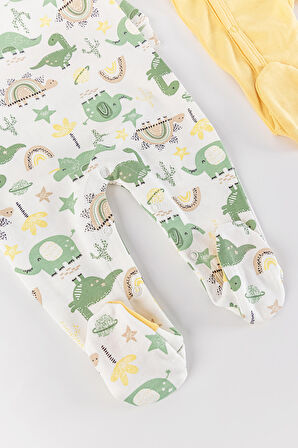 Dino Figürlü Uzun Kollu 2'li Erkek Bebek Tulum Takım