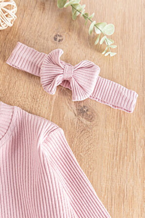 Önden Düğmeli Bandanalı Kız Bebek Tulum