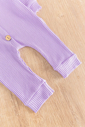 Önden Düğmeli Bandanalı Kız Bebek Tulum