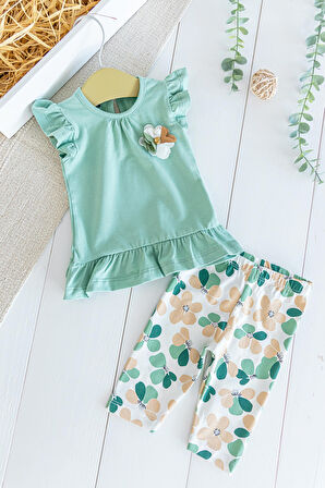 Çiçek Desenli Yazlık 2'li Kız Bebek Takım