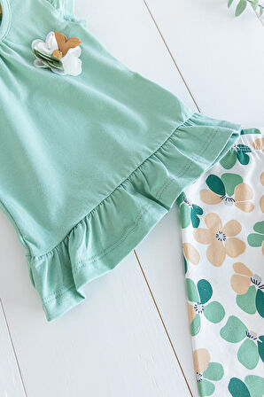 Çiçek Desenli Yazlık 2'li Kız Bebek Takım