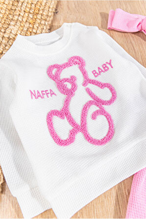 Ayıcık Figürlü Bandanalı 3'lü Kız Bebek Takım