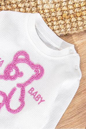 Ayıcık Figürlü Bandanalı 3'lü Kız Bebek Takım