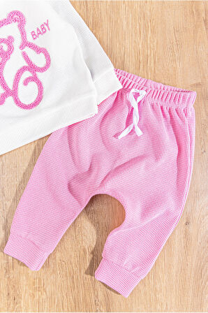 Ayıcık Figürlü Bandanalı 3'lü Kız Bebek Takım