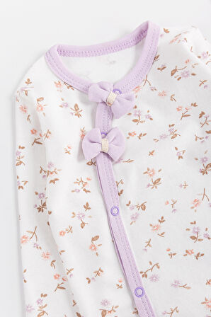 Çiçek Desenli 2'li Uzun Kollu Kız Bebek Tulum Takım