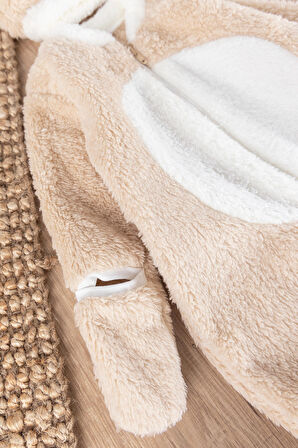 Tavşan Şapkalı Kuzu Welsoft Kız/Erkek Bebek Kışlık Tulum 