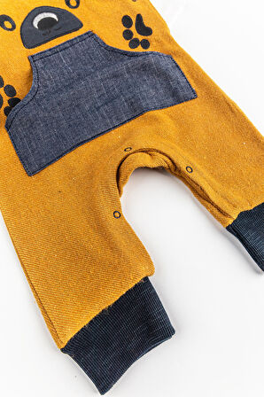 Ayıcık İşlemeli Erkek Bebek Tulum Salopet Takım