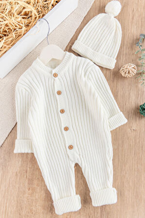 Şapkalı Unisex Kışlık Bereli Bebek Tulum