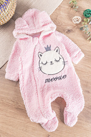 Kedi Figürlü Peluş Welsoft Kız/Erkek Bebek Tulum