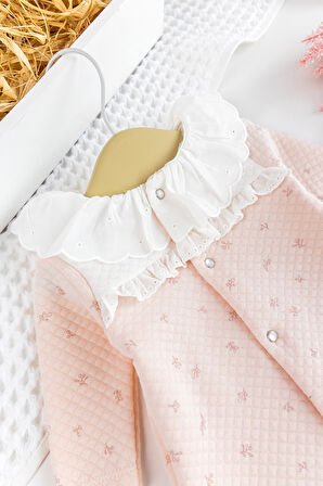 Fırfır Yakalı Çiçekli Patikli Kız Bebek Tulum