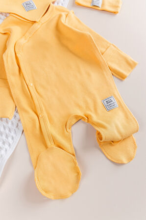 Kendinden Eldivenli Naturel Bebek Tulum Takım